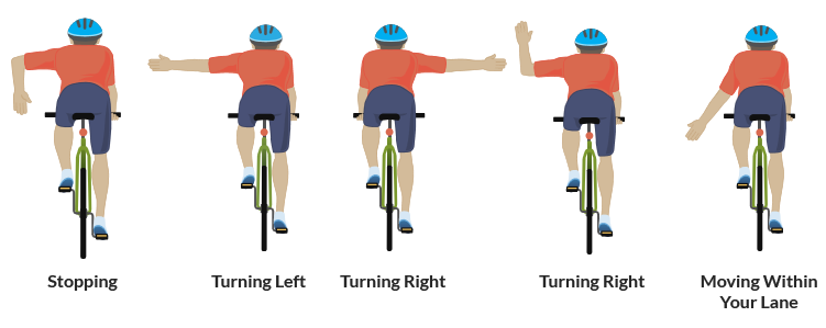 using hand signals on a bike